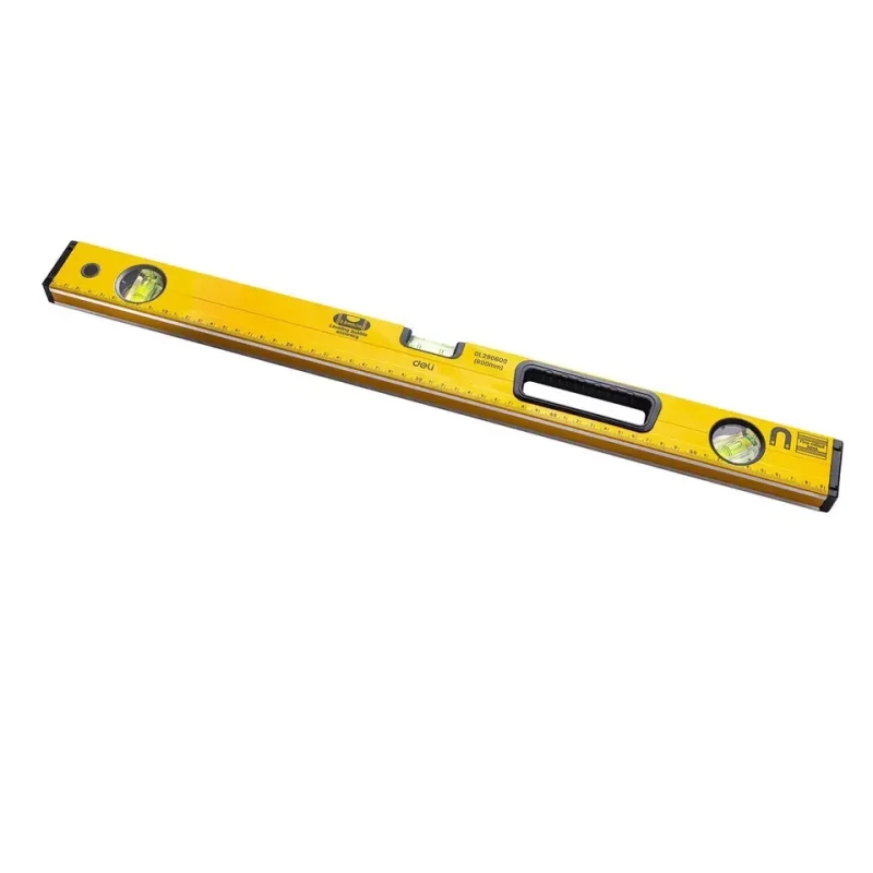 Deli Tools 600mm Aluminum Spirit Level with Magnet, Yellow, for Construction and DIY Projects - Deli