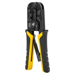 Deli EDL4971 Ethernet Crimping Tool Professional Grade 3 Sizes Wire Crimper RJ45 RJ11 RJ12 Connector Compatible Network Cable Crimping Tool for Various Wire Gauges and Applications