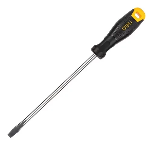 Deli Tools Slotted Screwdriver 8x200mm Black CR-V Steel Handle for DIY and Professional Use - Deli