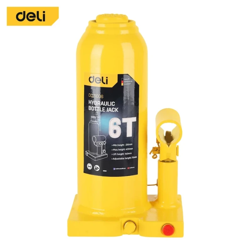DELI 6T Hydraulic Bottle Jack for Automotive, Construction, and Industrial Use - Deli