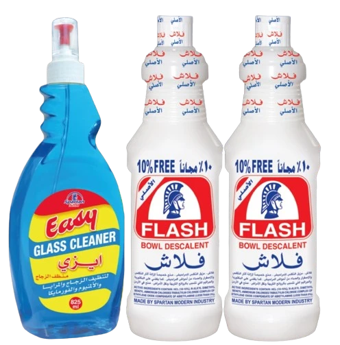 Flash Combo Pack: 2 x 920ml Flash Bathroom Cleaner bottles for Sparkling Cleanliness and 825ml Easy Glass Cleaner for Streakfree Windows. Powerful Cleaning Solutions for Your Home. - sparten