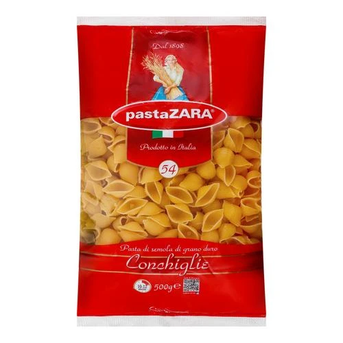 Zara Pasta Conchiglie Pasta 54, 500g, Delicious Shell Shape, Easy to Cook