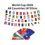 حبل زينة أعلام كأس العالم لـ 48 دولة، أعلام بمقاس 14x20 سم وطول 18 متر للاحتفالات العالمية للمشجعين - كأس العالم
