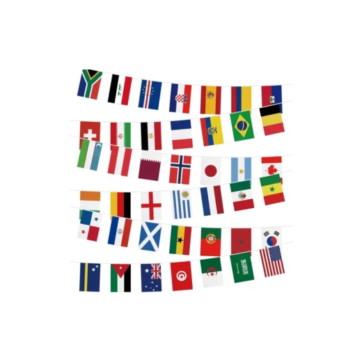حبل زينة أعلام كأس العالم لـ 48 دولة، أعلام بمقاس 14x20 سم وطول 18 متر للاحتفالات العالمية للمشجعين - كأس العالم - Image 3