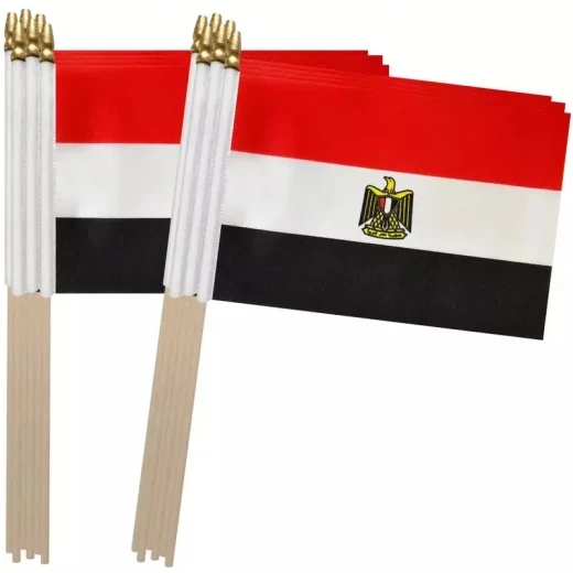Egypt Flag on Stick 14cm x 20cm Lightweight Portable for Celebrations and Events - Image 3