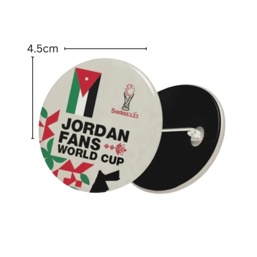 دبوس مشجعي الأردن لكأس العالم 2026 قابل للجمع بحجم 4.5 سم لعشاق كرة القدم دبوس مشجعي الأردن لكأس العالم 2026 قابل للجمع بحجم 4.5 سم لعشاق كرة القدم