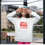100 Days Baby Hoodie Cherry White Premium Quality Made in Turkey Soft Cotton Hooded Sweatshirt 0 1 Year Old Available in Fun Designs - 100 days