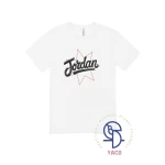Jordan Kids T Shirt White Cotton Independence Day Celebration Patriotic Design with Star 0 1 Year Old Toddler Tee Black Print High Quality Made in Turkey