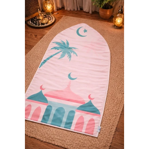 Kids Prayer Mat Soft Pink Islamic Rug Comfortable Lightweight 70x120cm Kids Prayer Mat Soft Pink Islamic Rug Comfortable Lightweight 70x120cm