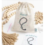 DIY Tasbeeh Kit for Kids: Create Your Own Prayer Beads Set with 21 Wooden Beads, Star Bead, Jute Cord, Plastic Needle, and Instruction Card. Blue.