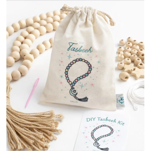 DIY Tasbeeh Kit for Kids: Create Your Own Prayer Beads Set with 21 Wooden Beads, Star Bead, Jute Cord, Plastic Needle, and Instruction Card. Blue. DIY Tasbeeh Kit for Kids: Create Your Own Prayer Beads Set with 21 Wooden Beads, Star Bead, Jute Cord, Plastic Needle, and Instruction Card. Blue.
