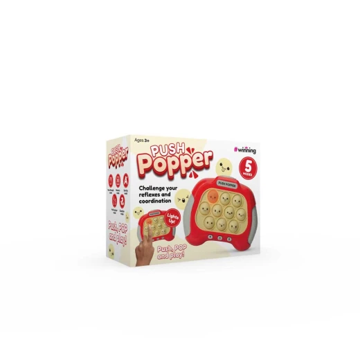 The Source Electronic Push Popper Game Red Edition for Parties Skill Based Gameplay with Light Up Emoji Popper 10 x 12.5 x 5.5 cm Requires 3 AAA Batteries - The Source - Image 3