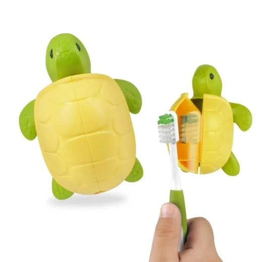 غطاء فرشاة أسنان فليبر فان أنيمال على شكل سلحفاة للأطفال، تصميم عملي وسهل الفتح، يحافظ على نظافة الفرشاة، حجم صغير مناسب للسفر والمدرسة، مصنوع من مواد آمنة للأطفال - فليبر فن أنيمال - Image 3
