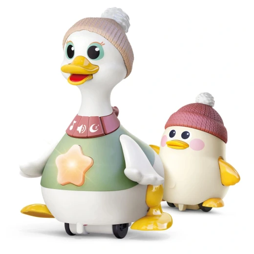 Hola Waddling Duck Family 2 Piece Set Tummy Time Toy with Music and Lights - Hola - Image 2