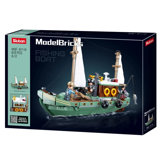 ModelBricks Fishing Boat Building Kit for Kids, 610 Pieces, Includes Detailed Instructions, Realistic Design, Perfect for Budding Builders, Great Gift Idea for Ages 6+ - Modelbricks - Image 2