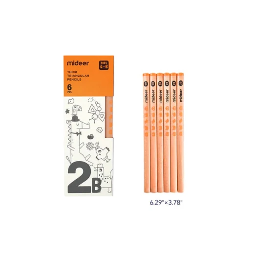 Mideer Thick Triangular Pencils 2B for Ages 4-6 | Easy Grip Ergonomic Design for Young Learners | Perfect for School and Home Use - MIDEER - Image 5