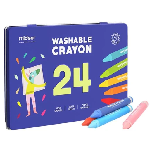 Mideer Washable Silky Crayons Art Set for Kids 24 Colors Age 3 Plus Bright Vibrant Colors Non Toxic Smooth Application Perfect for Young Artists and Creative Exploration - MIDEER - Image 2