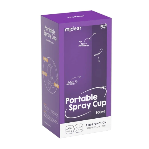 Mideer Portable Spray Cup in Blush Pink for Kids Age 3 and Up, Featuring a Leak Proof Design, Easy to Clean, Holds 200ml, Perfect for On the Go Hydration, Durable Construction - MIDEER - Image 2
