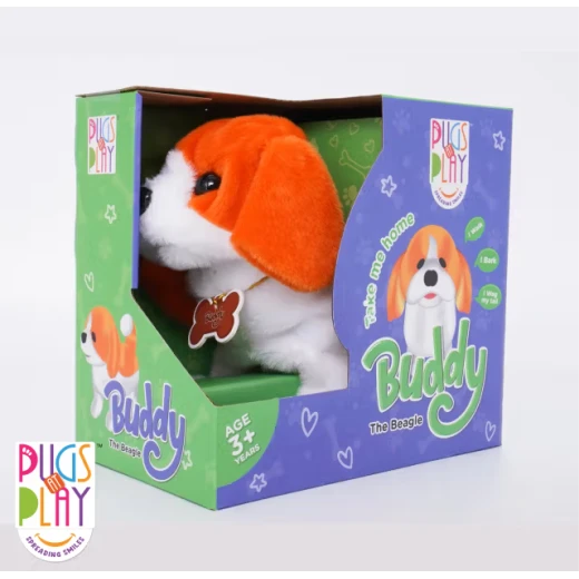 Pugs At Play Walking Buddy Electronic Puppy Toy 6.5in: Realistic Interactive Pet with Barking Sounds, Walking, and Flipping Actions, Soft Hypoallergenic Fur for Kids