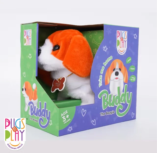 Pugs At Play Walking Buddy Electronic Puppy Toy 6.5in: Realistic Interactive Pet with Barking Sounds, Walking, and Flipping Actions, Soft Hypoallergenic Fur for Kids - Pugs at play