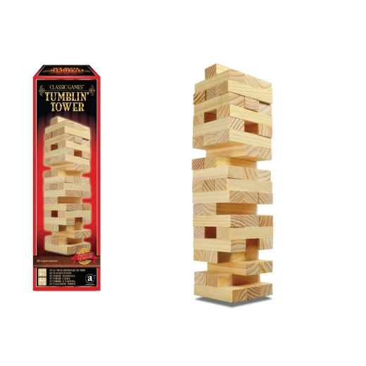 Ambassador Classic Games Tumblin’ Tower: The Classic Block Stacking Game for All Ages, Enhancing Hand-Eye Coordination, Strategic Thinking, & Focus. Recommended for Ages 6+. - Ambassador - Image 2