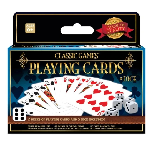 Ambassador Classic Games 2 Decks Playing Cards & 5 Dice Set for Family Fun. Perfect for Card & Dice Games, Encourages Strategic Thinking, Recommended for Ages 6+ - Ambassador - Image 2