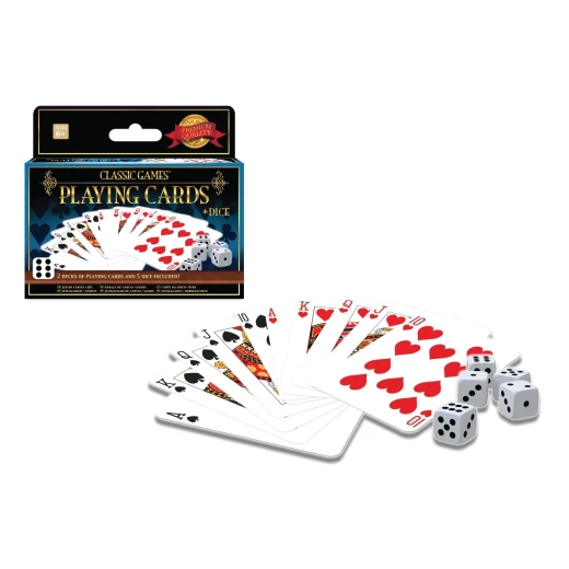 Ambassador Classic Games 2 Decks Playing Cards & 5 Dice Set for Family Fun. Perfect for Card & Dice Games, Encourages Strategic Thinking, Recommended for Ages 6+ - Ambassador - Image 3