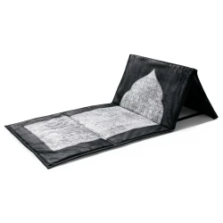 Urban Rugs Black Kanar Backrest Prayer Mat with Built-in Stand Durable Velvety Fabric 107 x 58 cm