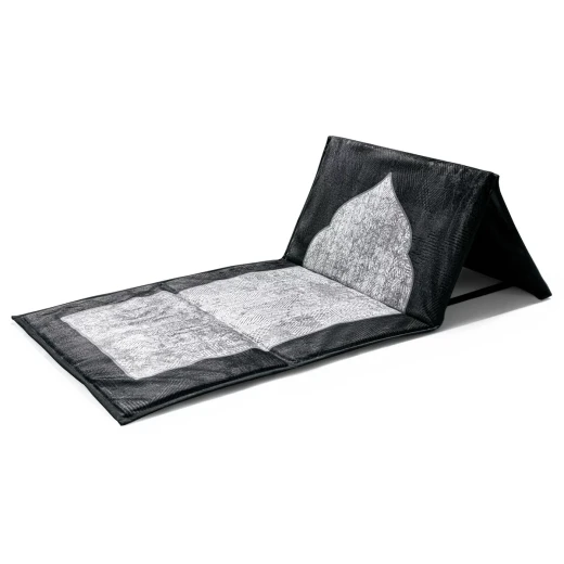 Urban Rugs Black Kanar Backrest Prayer Mat with Built-in Stand Durable Velvety Fabric 107 x 58 cm Urban Rugs Black Kanar Backrest Prayer Mat with Built-in Stand Durable Velvety Fabric 107 x 58 cm