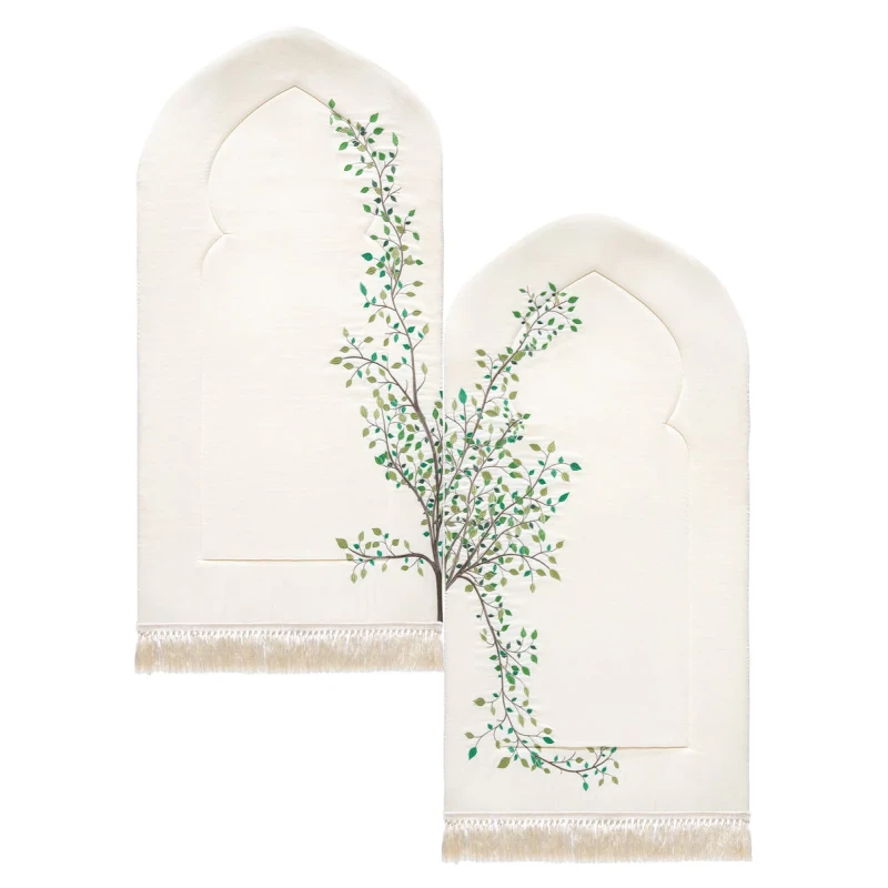 Urban Rugs Premium Embroidered Prayer Mat Set for Couples Soft Velvety Fabric 130x73 cm - Urban Rugs
