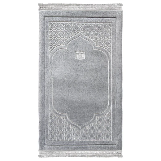 Urban Rugs Jordan Greyish Emboss Prayer Mat Soft Woven Fabric Padded 130 x 73 cm Urban Rugs Jordan Greyish Emboss Prayer Mat Soft Woven Fabric Padded 130 x 73 cm