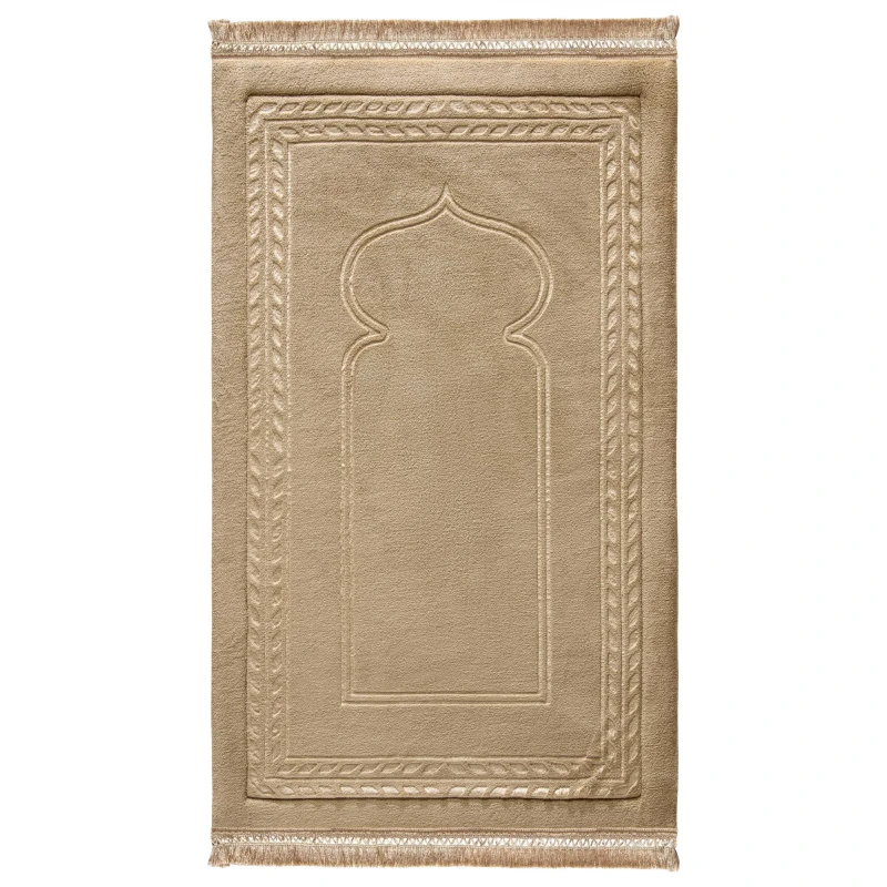 Urban Rugs Bronz Emboss Padded Prayer Mat Soft Woven Fabric 130 x 73 cm - Urban Rugs