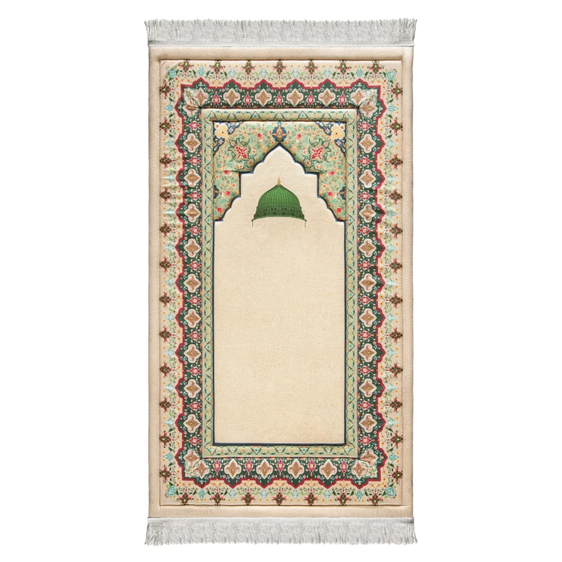 Urban Rugs Jordan Al-Nabawi Mosque Premium Padded Prayer Mat Velvety-Soft Fabric 120x64 cm - Urban Rugs