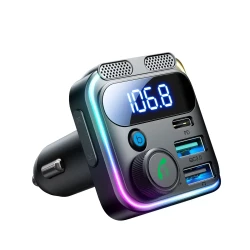 جوي روم JR CCB01 جهاز إرسال FM بقوة 48 واط ميكروفون مزدوج USB-A USB-C أسود