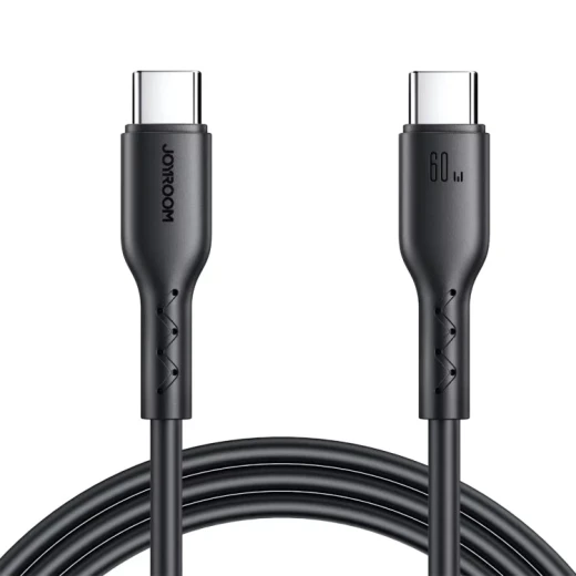 كابل شحن ونقل بيانات JOYROOM SA26-CC3 بقوة 60 واط من النوع C إلى النوع C بطول 1 متر أسود كابل شحن ونقل بيانات JOYROOM SA26-CC3 بقوة 60 واط من النوع C إلى النوع C بطول 1 متر أسود