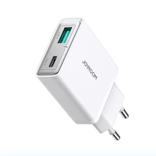 شاحن جداري جوي روم JR-TCF14 فائق النحافة 20 واط بمنفذي USB-A و USB-C أبيض - جوي روم - Image 2