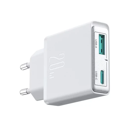 شاحن جداري جوي روم JR-TCF14 فائق النحافة 20 واط بمنفذي USB-A و USB-C أبيض - جوي روم - Image 5