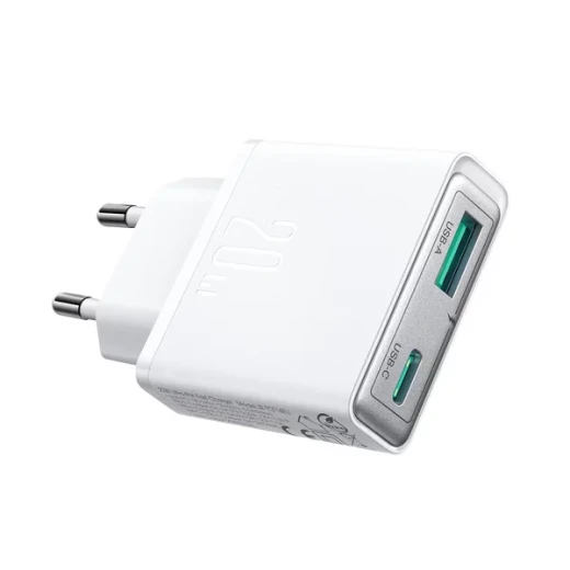 شاحن جداري جوي روم JR-TCF14 فائق النحافة 20 واط بمنفذي USB-A و USB-C أبيض - جوي روم - Image 7