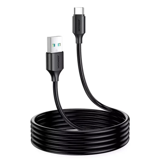 كيبل شحن USB من جوي روم، نوع C، 3 أمبير، 2 متر، أسود، شحن سريع، نقل بيانات كيبل شحن USB من جوي روم، نوع C، 3 أمبير، 2 متر، أسود، شحن سريع، نقل بيانات