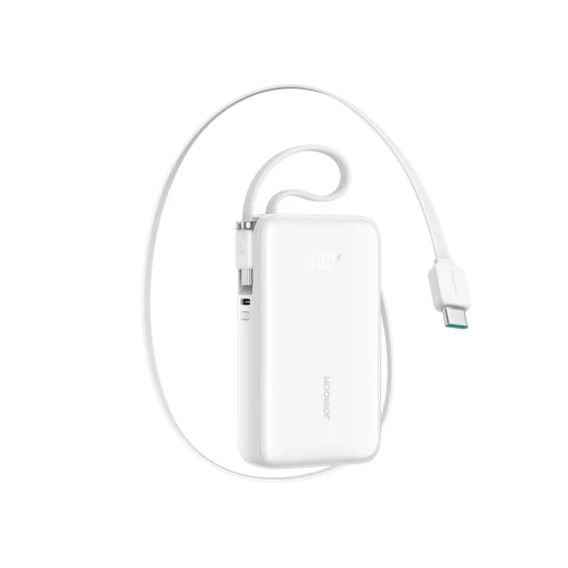 Joyroom JR PR2 Power Bank 10000mAh White with USB C and Lightning Cables - Joyroom - Image 2