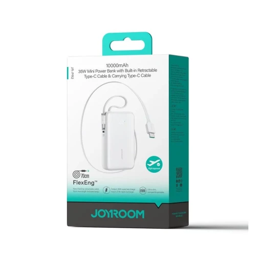Joyroom JR PR2 Power Bank 10000mAh White with USB C and Lightning Cables - Joyroom - Image 4