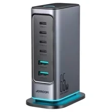 شاحن سطح مكتب جوي روم TCM02 65 واط بـ 6 منافذ USB محطة شحن سريعة GaN قابس الاتحاد الأوروبي شاحن سطح مكتب جوي روم TCM02 65 واط بـ 6 منافذ USB محطة شحن سريعة GaN قابس الاتحاد الأوروبي