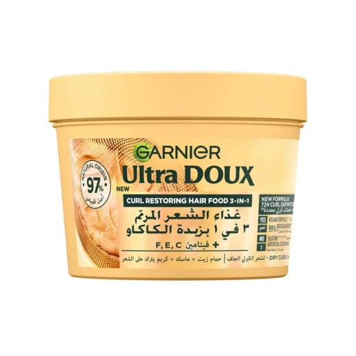 Garnier Ultra Doux Cocoa Butter 3 in 1 Hair Food 390ml, Nourishing Hair Mask Garnier Ultra Doux Cocoa Butter 3 in 1 Hair Food 390ml, Nourishing Hair Mask