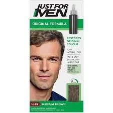 Just For Men Hair Color Medium Brown H35, Gray Coverage, Natural Look Just For Men Hair Color Medium Brown H35, Gray Coverage, Natural Look