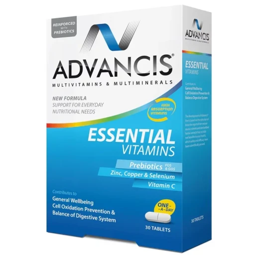 Advancis Essential Vitamins 30 Tablets Daily Multivitamin and Mineral Supplement for Overall Wellbeing Advancis Essential Vitamins 30 Tablets Daily Multivitamin and Mineral Supplement for Overall Wellbeing