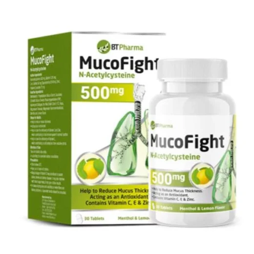 أقراص BT Pharma Mucofight 500 مجم أسيتيل سيستين لدعم الجهاز التنفسي 30 قرص