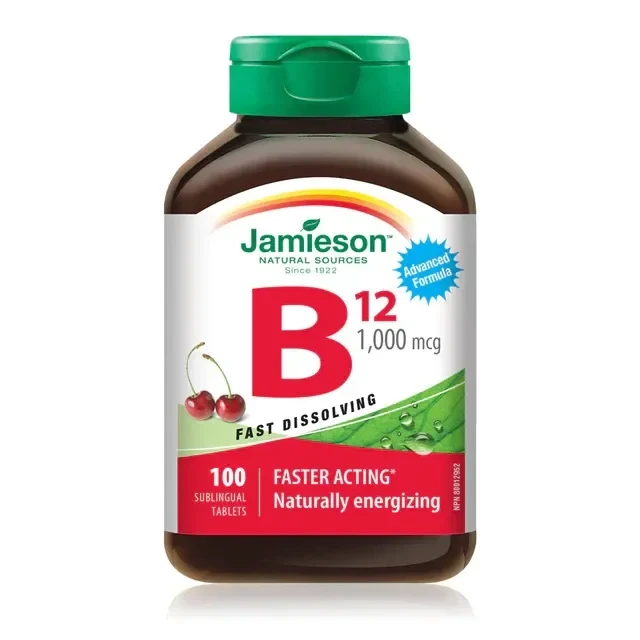 Jamieson Vitamin B12 1000 mcg Sublingual Tablets, Energy & Nerve Support, 100 Count - Jamieson