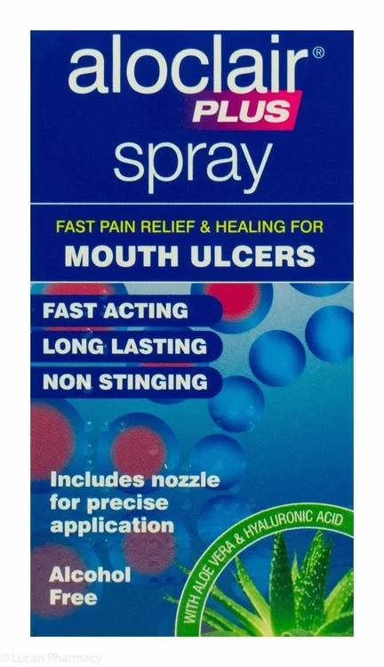 Aloclair Plus Spray Oral Ulcer Relief for Mouth Sores and Irritations, Provides Fast Pain Relief and Protection, 15ml Bottle