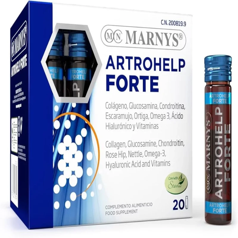 Marnys Artrohelp Forte 20 Vials Joint Support Supplement with Collagen, Glucosamine, Chondroitin - Marnys