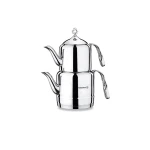 Korkmaz Çintemani Stainless Steel Teapot Set 2 Liter A211 Beige with Ergonomic Handles - Korkmaz